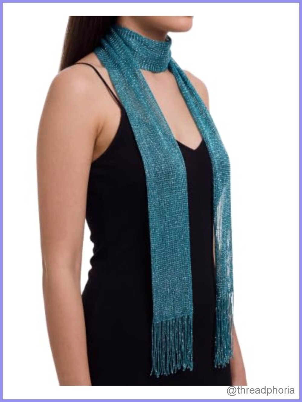 Sparkly Skinny Scarf Women Rave Festival Fringe Tassel